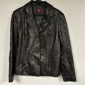 EUC Gallery 100% Genuine Leather Jacket/Blazer, three button, fully lined, M